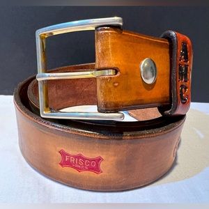 Men’s Railroad Leather Belt 34 Burlington Northern/AMC/Frisco Lines/Great N RW